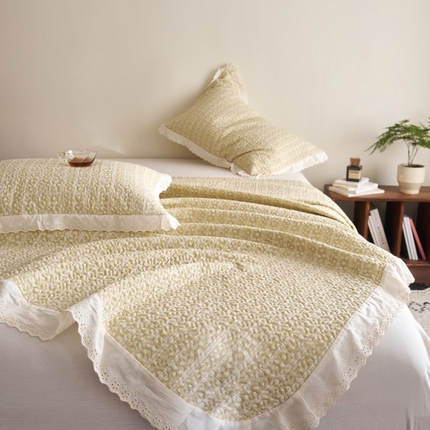 91家纺网 家纺一手货源 找家纺 （总）漫仙阁家纺 2025新款热卖法式花边款双层纱床盖床盖三件套