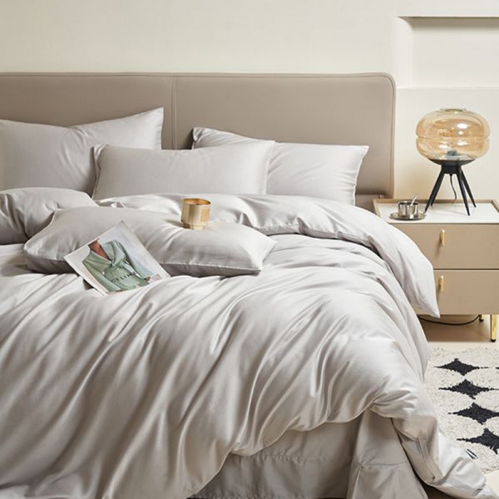 91家纺网 家纺一手货源 找家纺 暖芯家纺 2025新款60S黑标全棉四件套 浅松灰