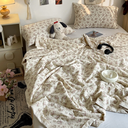 耀悦家纺 2025新款A类纯棉棉纱夏被60支大豆纤维夏凉被双层纱 眷恋