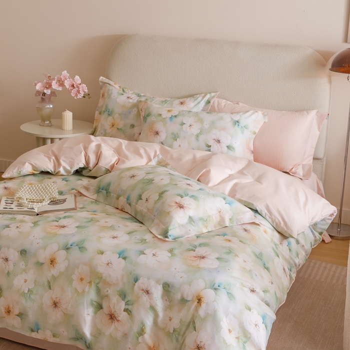 91家纺网 家纺一手货源 找家纺 （总）2025新款全棉纯棉【如梦令】红金裸盖棉四件套【标准号全网控价（折后券后）不低于199元】