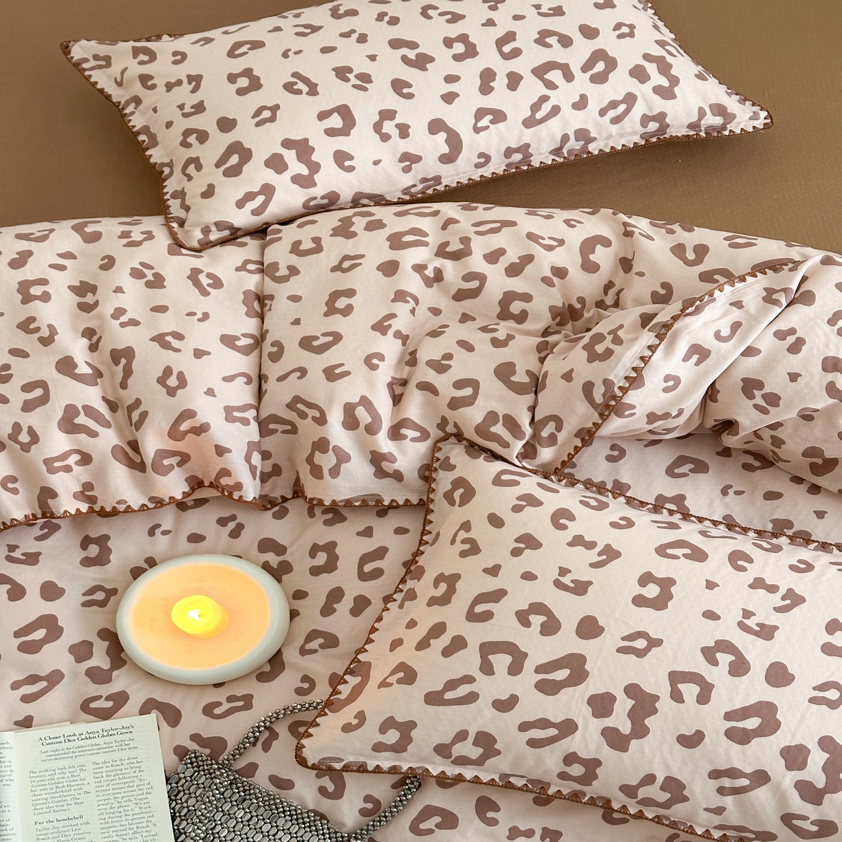 91家纺网 家纺一手货源 找家纺 2025新款工艺款全棉双层纱小清新贝壳边四件套 星野