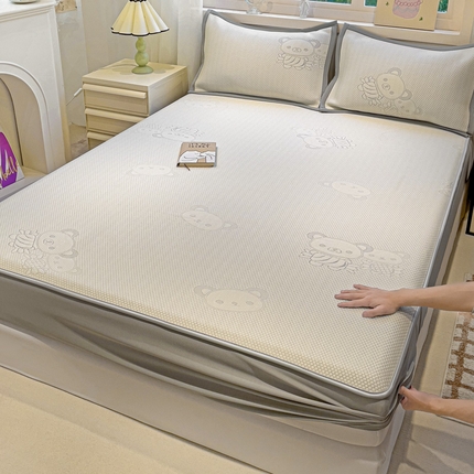 富馨莱 2025新款A类480克PE凉感凉豆豆凉席三件套和单件床笠款 快乐熊仔