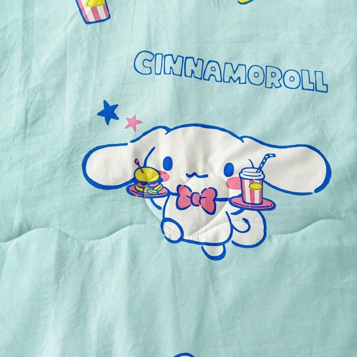 91家纺网 家纺一手货源 找家纺 昊川家纺 2025新款三丽鸥A类水洗双层纱夏被夏凉被空调被 汉堡玉桂狗