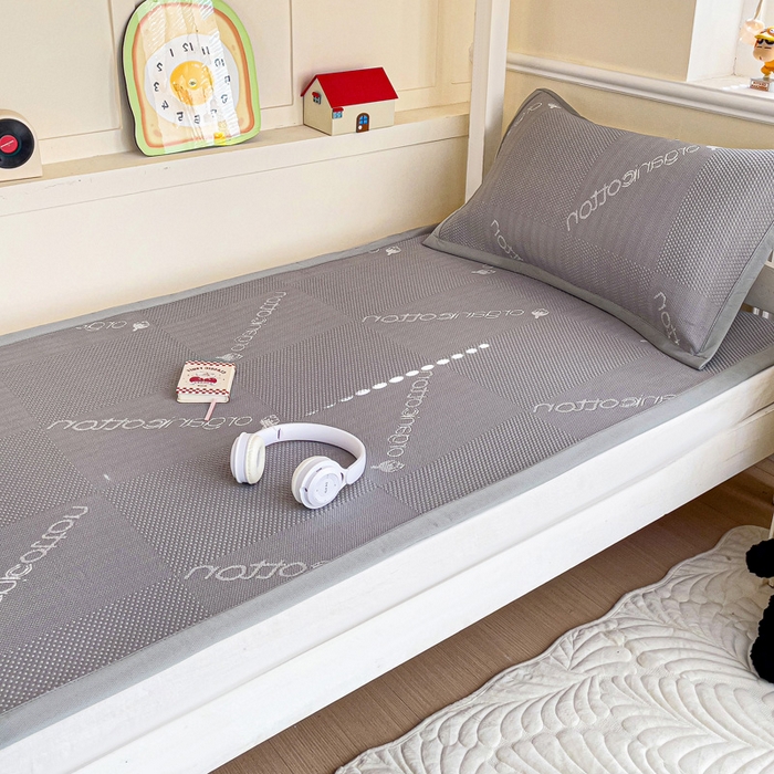 91家纺网 家纺一手货源 找家纺 富馨莱 2025新款A类480克PE凉感凉豆豆凉席三件套和单件学生款 绅士灰