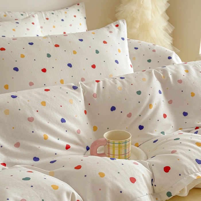 91家纺网 家纺一手货源 找家纺 塞纳 2026新款.全棉有氧双层纱四件套-场景一 心心相印