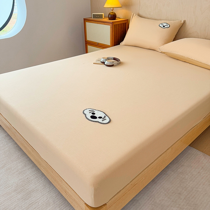 91家纺网 家纺一手货源 找家纺 澳梵家居 2025新款A类全棉毛巾绣床笠 小白-粉玉