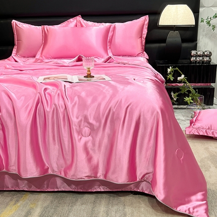 经年 2025夏季新款丝绸真丝手感水洗真丝天丝夏被夏凉被空调被四件套 夏被-粉爱你