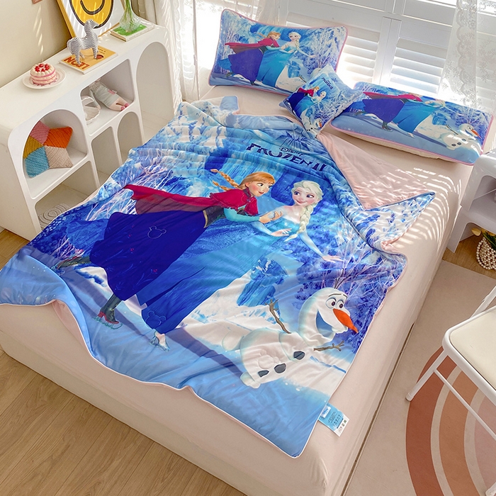 91家纺网 家纺一手货源 找家纺 ds生活馆 2025新款A类大版卡通凉感丝夏被 冰雪奇缘