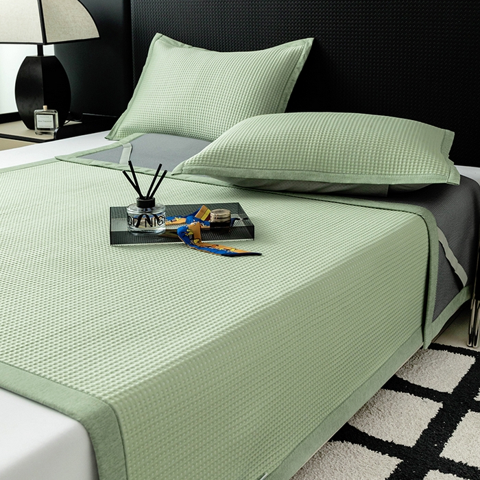 91家纺网 家纺一手货源 找家纺 安哆啦家纺 2025新款480克高端PE冰豆豆软凉席 华夫格-抹茶绿