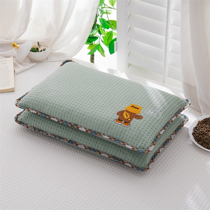 91家纺网 家纺一手货源 找家纺 （总）仁宇枕业 2025新款荞麦枕可拆洗婴幼儿童学生枕头全棉华夫格刺绣枕套+枕芯