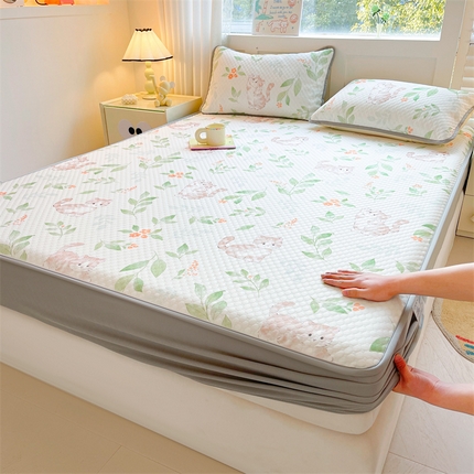 91家纺网 家纺一手货源 找家纺 康纳利 2025新款A类豆豆床笠席夏被四件套 清风小咪