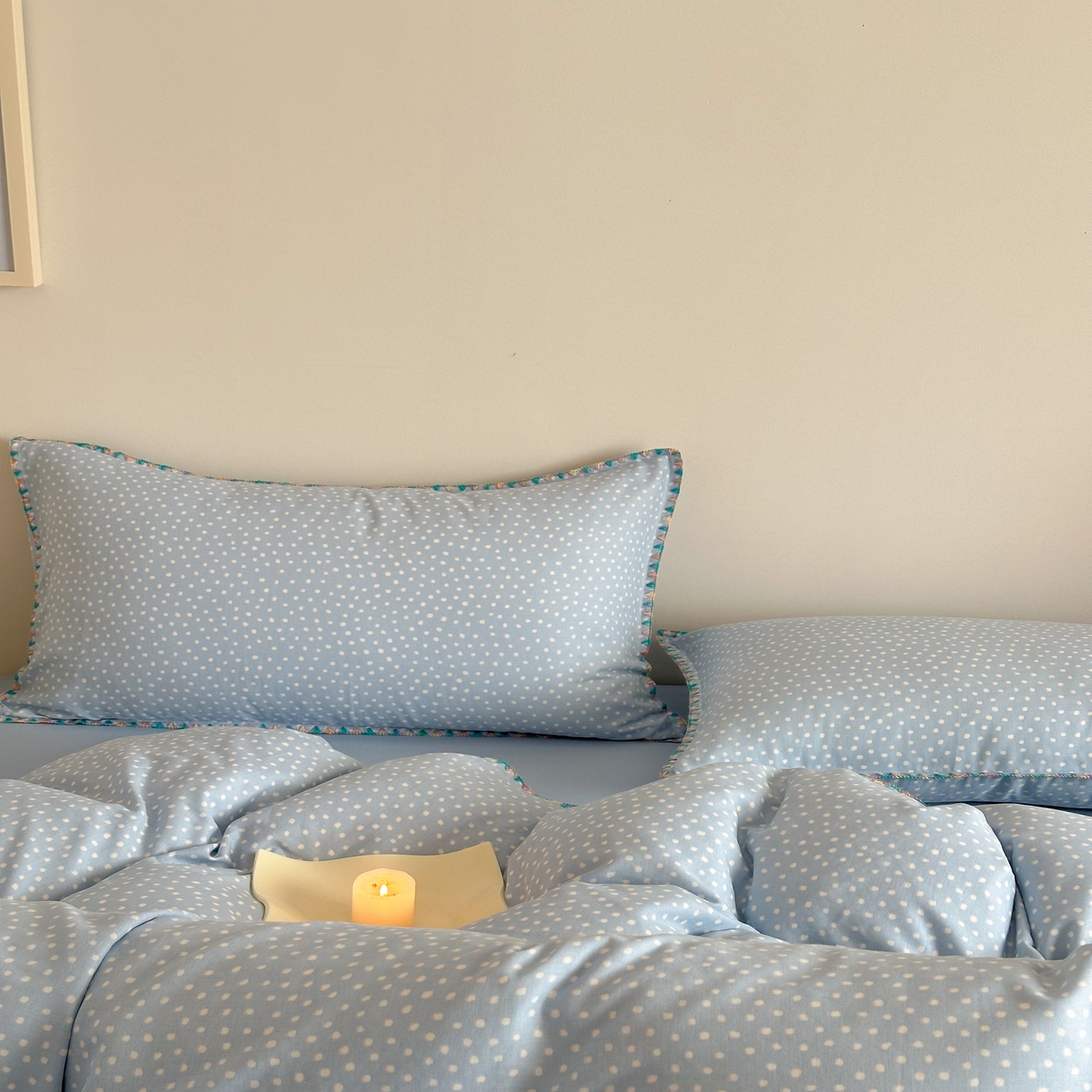 91家纺网 家纺一手货源 找家纺 2025新款工艺款全棉双层纱小清新贝壳边四件套 觅夏