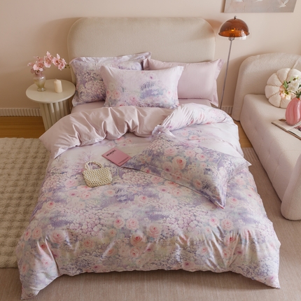 2025新款【如梦令】红金裸盖棉四件套（标准号 全网控价） 花满溪