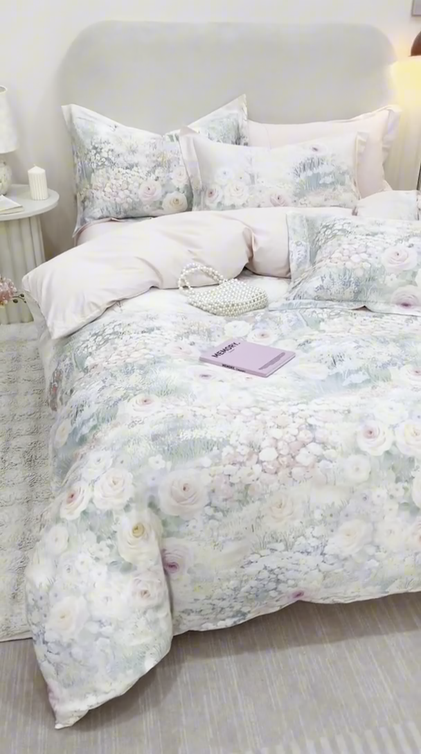 91家纺网 家纺一手货源 找家纺 2025新款【如梦令】红金裸盖棉四件套（标准号 全网控价） 芳香-柳绿