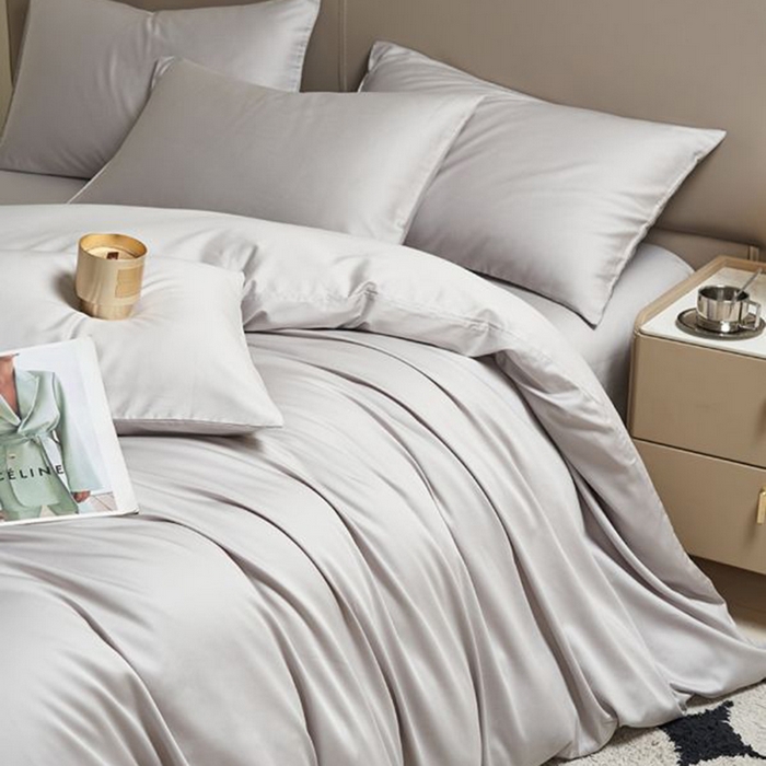 91家纺网 家纺一手货源 找家纺 暖芯家纺 2025新款60S黑标全棉四件套 浅松灰