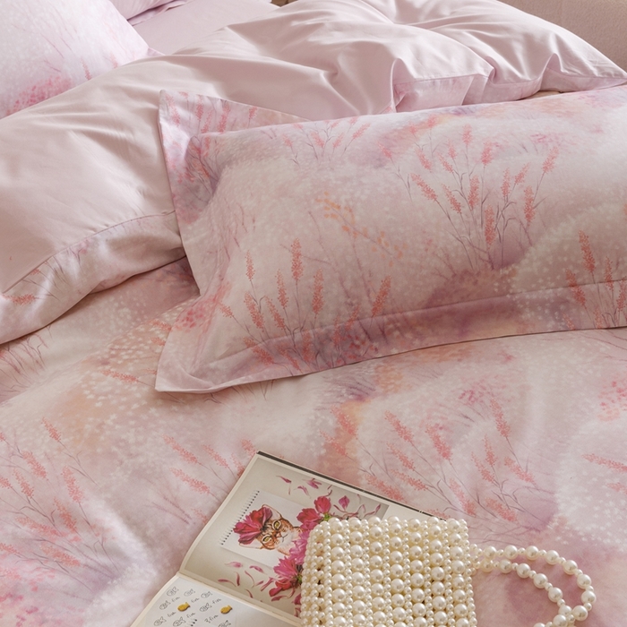 91家纺网 家纺一手货源 找家纺 2025新款全棉纯棉【如梦令】红金裸盖棉四件套【标准号全网控价（折后券后）不低于199元】 花想容