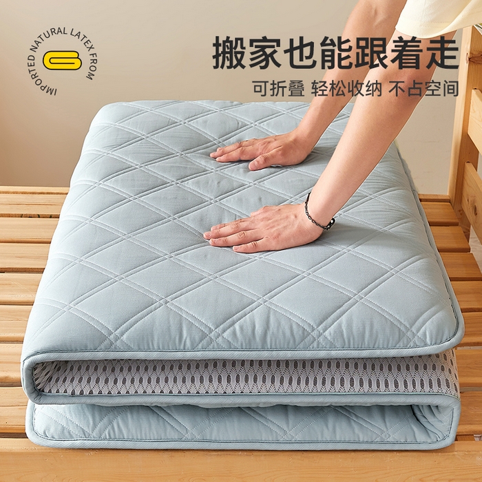 91家纺网 家纺一手货源 找家纺 丽诺床垫 2025新款氧乐棉三明治学生床垫 兰灰