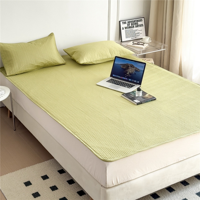 91家纺网 家纺一手货源 找家纺 法芙娜家纺 2025新款全棉40S水洗棉床垫 抹茶