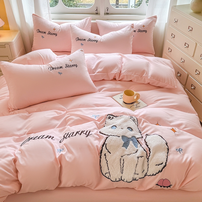 91家纺网 家纺一手货源 找家纺 （总）凯美 2025新款超柔水洗棉卡通贴布绣四件套