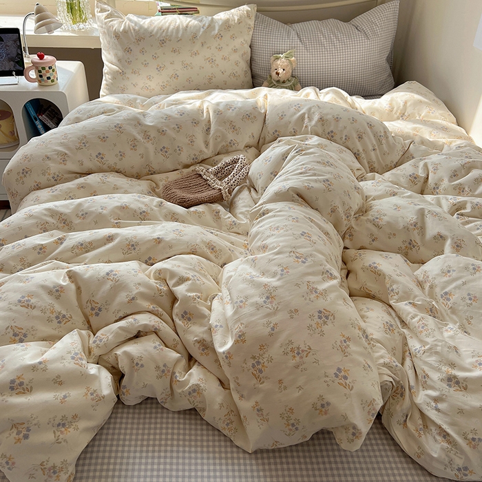 91家纺网 家纺一手货源 找家纺 瑞莱 2025全新纯棉清新小碎花四件套 蓝香清韵