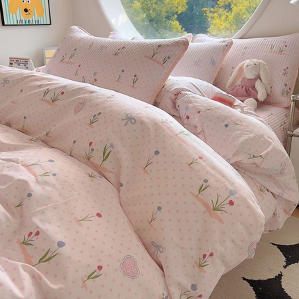 91家纺网 家纺一手货源 找家纺 （总）昊川家纺 2025新款时尚印花全棉床盖单被套四件套学生床盖套件