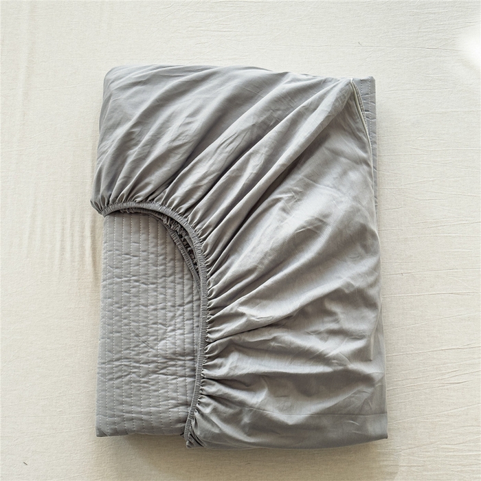 91家纺网 家纺一手货源 找家纺 法芙娜家纺 2025新款全棉40S水洗棉床笠 浅灰