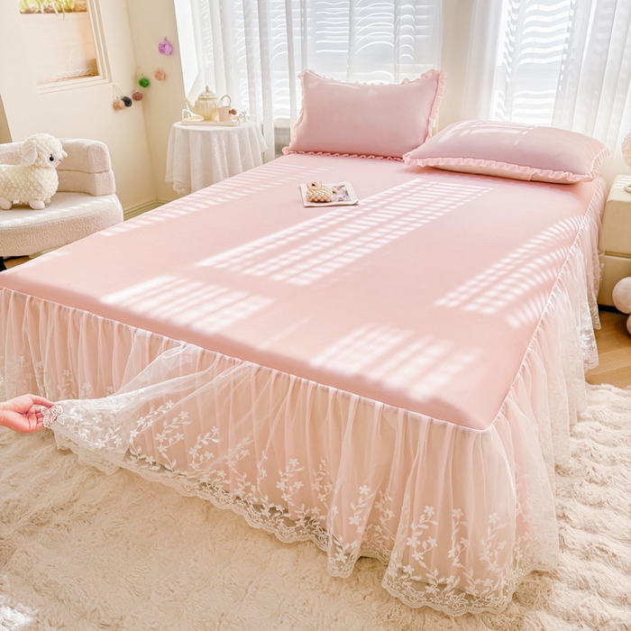 91家纺网 家纺一手货源 找家纺 （总）LIFE.丽芙 2025春夏新款独家研发太空层凉感软席双层蕾丝边冰丝凉席床裙款