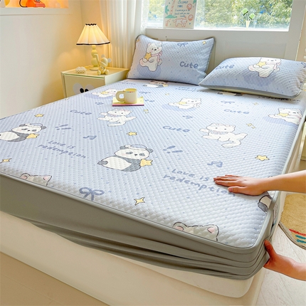 91家纺网 家纺一手货源 找家纺 康纳利 2025新款A类豆豆床笠席夏被四件套 萌趣