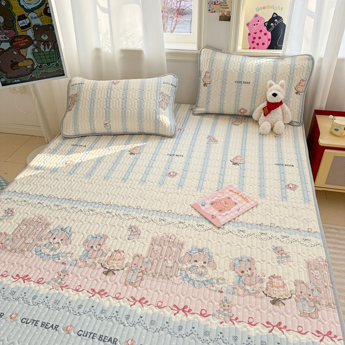 91家纺网 家纺一手货源 找家纺 慕尚家纺 2025新款小清新凉感丝乳胶席 洛丽塔小熊