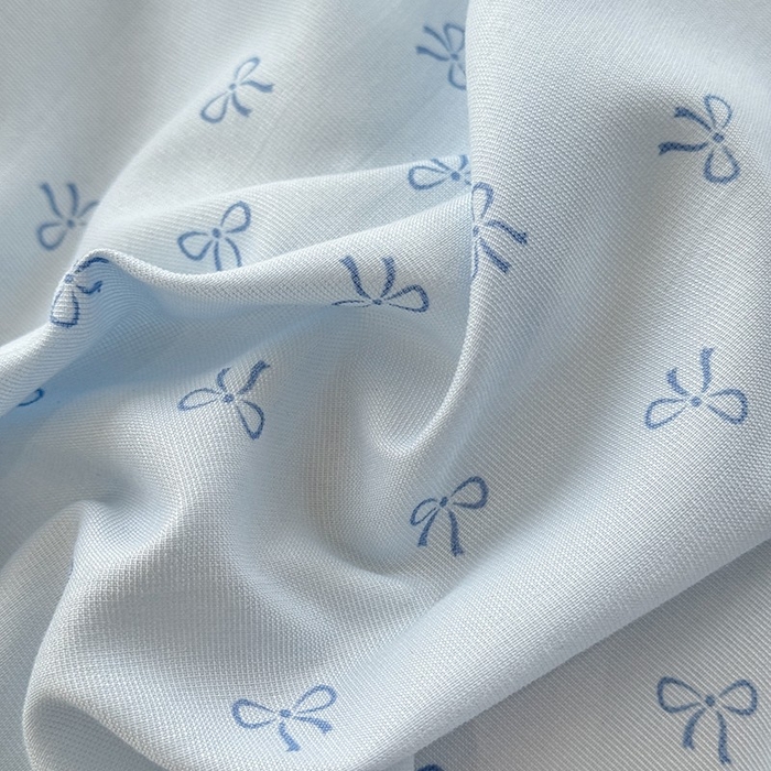 91家纺网 家纺一手货源 找家纺 大麦家纺 2025新款韩式花边亲肤棉四件套 蓝色蝴蝶结