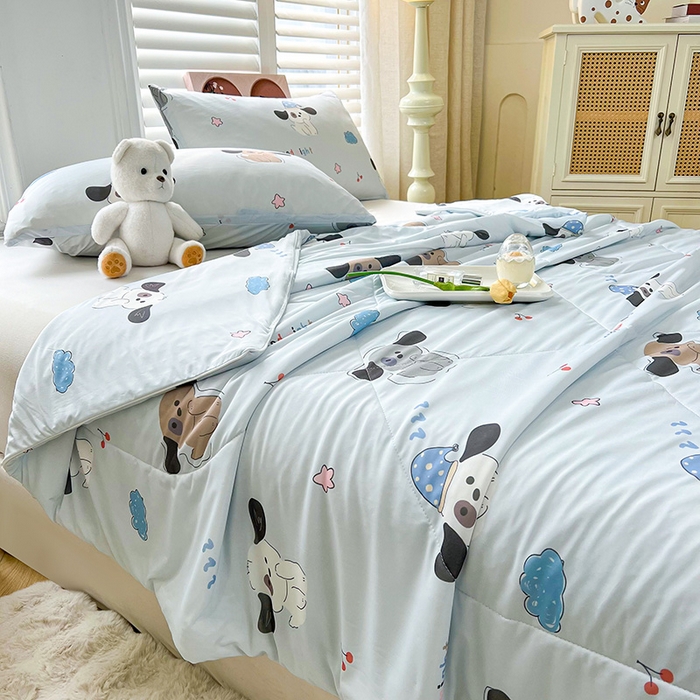 91家纺网 家纺一手货源 找家纺 好梦来家纺（原锦茂家纺） 2025新款印花凉感丝抗菌夏被 大耳狗