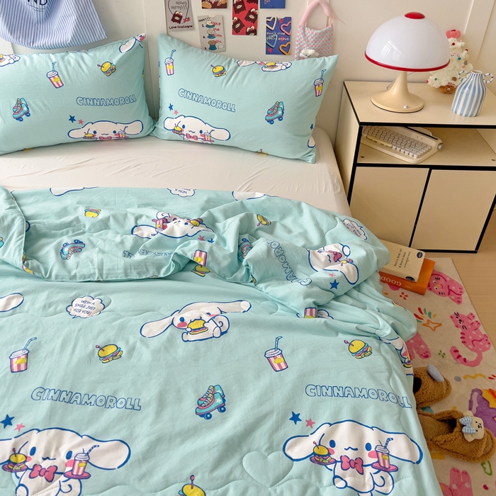 91家纺网 家纺一手货源 找家纺 昊川家纺 2025新款三丽鸥A类水洗双层纱夏被夏凉被空调被 汉堡玉桂狗