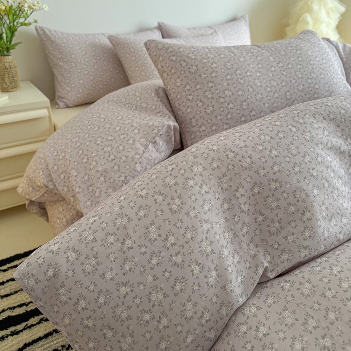 91家纺网 家纺一手货源 找家纺 塞纳 2026新款.全棉有氧双层纱四件套-场景一 宛夏-浅灰