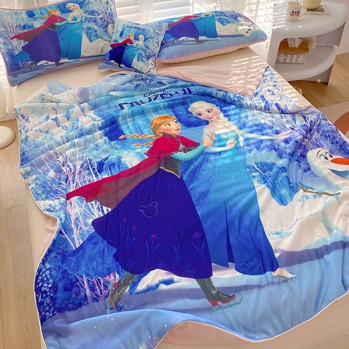 91家纺网 家纺一手货源 找家纺 ds生活馆 2025新款A类大版卡通凉感丝夏被 冰雪奇缘