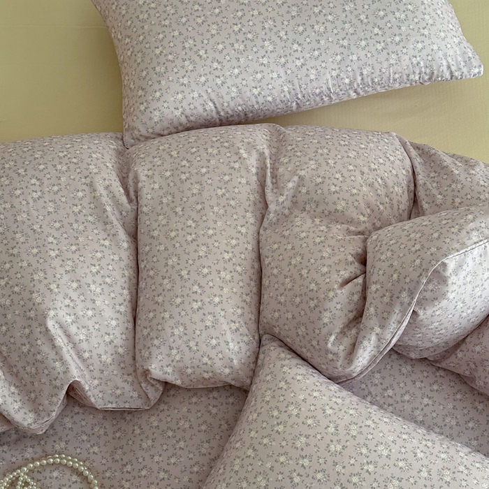 91家纺网 家纺一手货源 找家纺 塞纳 2026新款.全棉有氧双层纱四件套-场景一 宛夏-浅灰