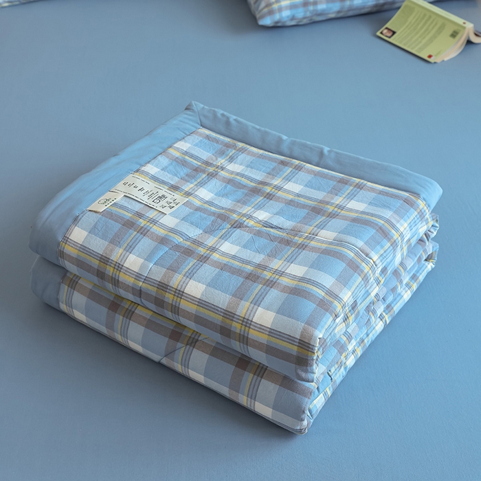 91家纺网 家纺一手货源 找家纺 雯雨家纺 2025新款A类无印风里外全棉纯棉水洗棉新疆棉花夏被夏凉被空调被 海域兰