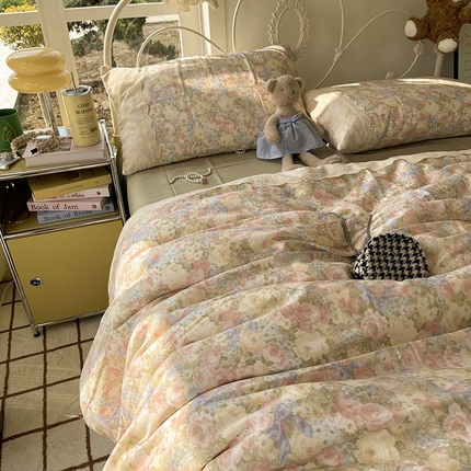 HL原创 2025法式花边油画风全棉双层纱四件套 半岛花园