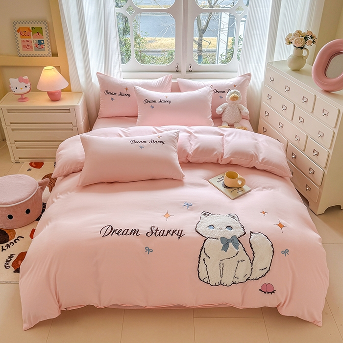 91家纺网 家纺一手货源 找家纺 （总）凯美 2025新款超柔水洗棉卡通贴布绣四件套