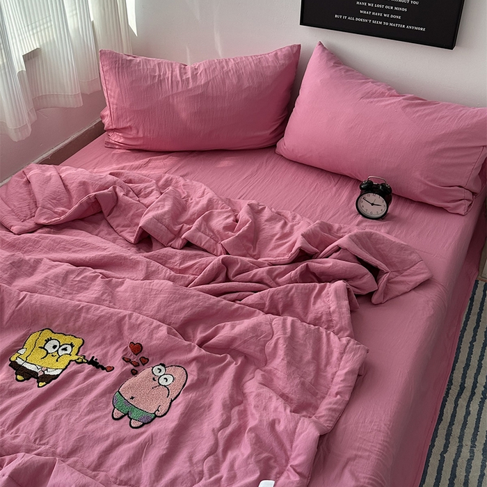 91家纺网 家纺一手货源 找家纺 （总）优色良品家纺 2025新款卡通毛巾绣夏被四件套