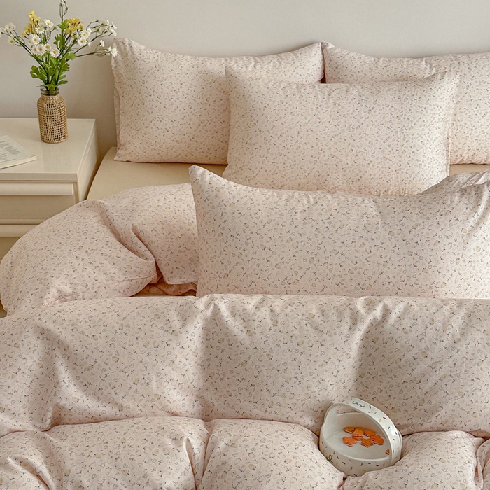 91家纺网 家纺一手货源 找家纺 塞纳 2026新款.全棉有氧双层纱四件套-场景一 柠语-桔