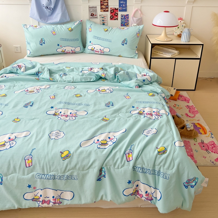 91家纺网 家纺一手货源 找家纺 昊川家纺 2025新款三丽鸥A类水洗双层纱夏被夏凉被空调被 汉堡玉桂狗