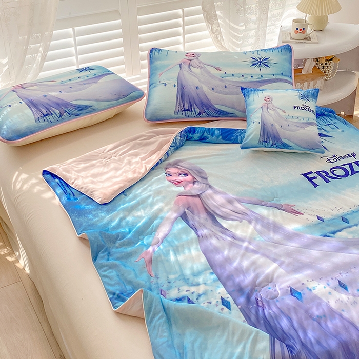 91家纺网 家纺一手货源 找家纺 ds生活馆 2026新款A类大版卡通凉感丝夏被 艾莎女王