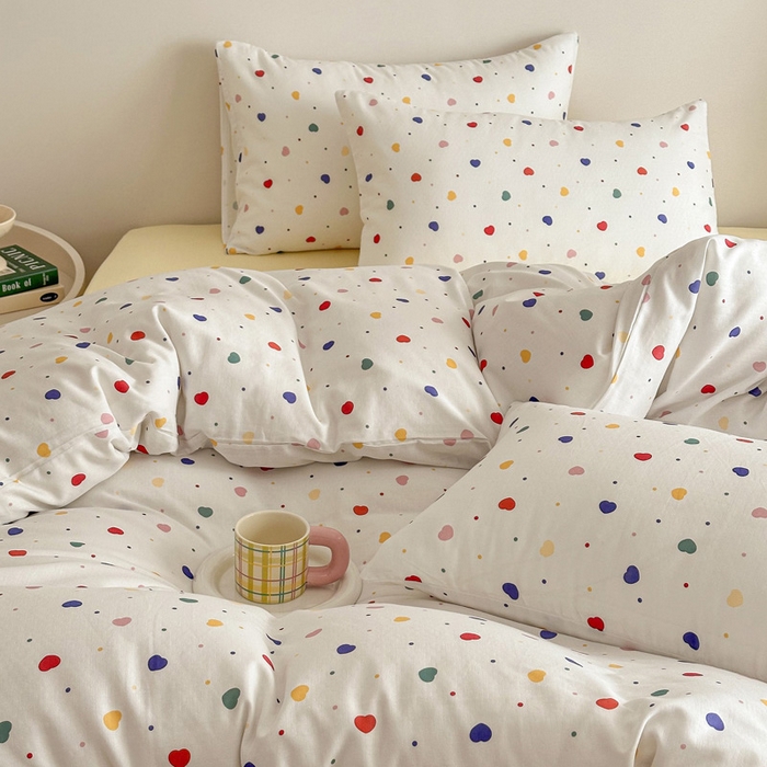 91家纺网 家纺一手货源 找家纺 塞纳 2026新款.全棉有氧双层纱四件套-场景一 心心相印