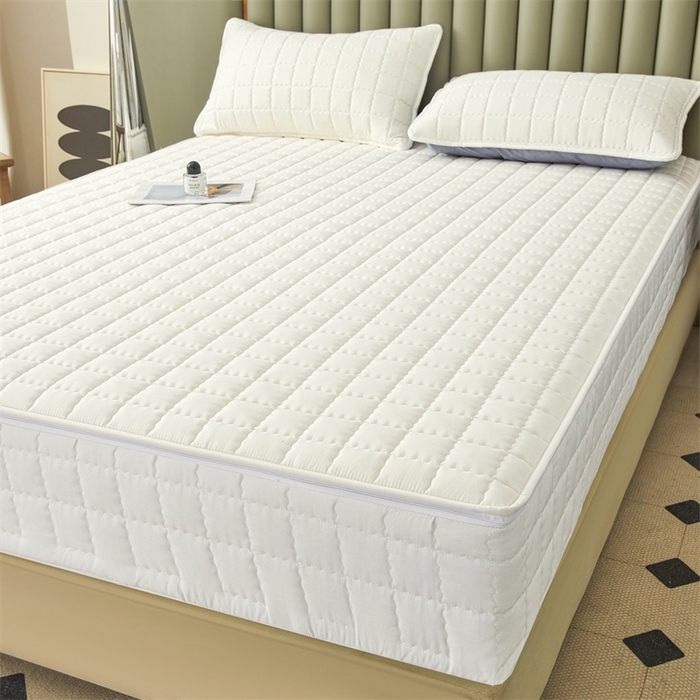 91家纺网 家纺一手货源 找家纺 欧邦 2025新款水洗原棉六面全包夹棉床笠 本白