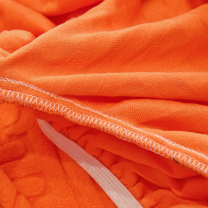 91家纺网 家纺一手货源 找家纺 启博家纺 2025新款磨毛提花功能款毛毛虫沙发套 橙色