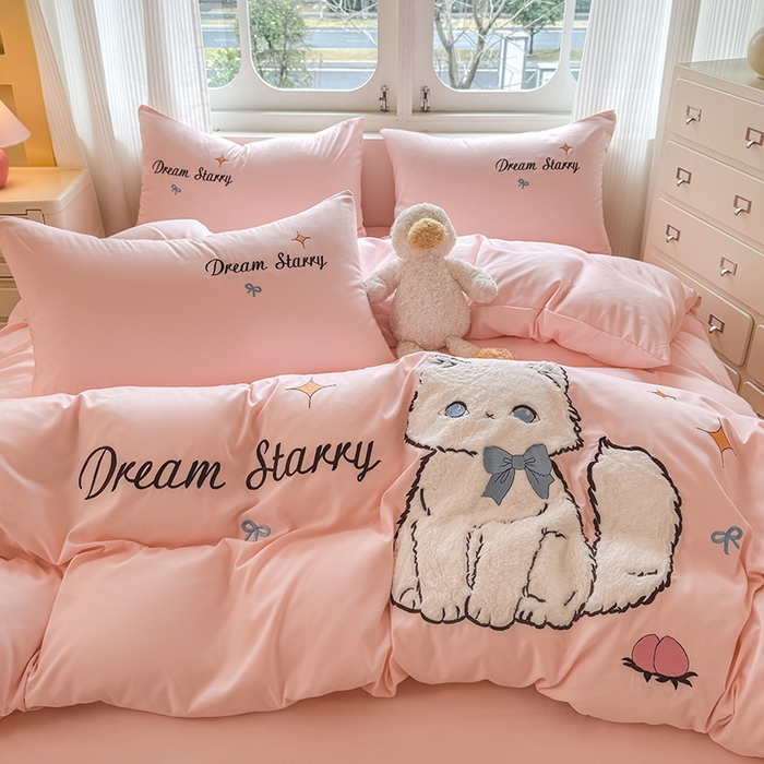 91家纺网 家纺一手货源 找家纺 （总）凯美 2025新款超柔水洗棉卡通贴布绣四件套