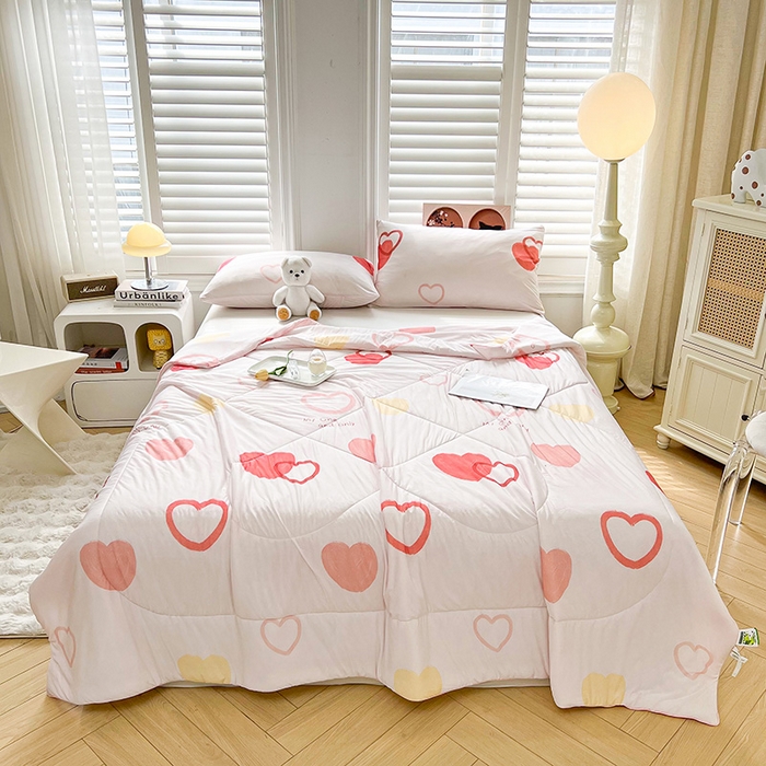 91家纺网 家纺一手货源 找家纺 好梦来家纺（原锦茂家纺） 2025新款印花凉感丝抗菌夏被 小欣喜