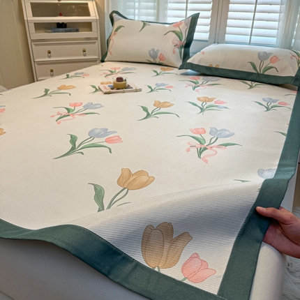 91家纺网 家纺一手货源 找家纺 （总）席佬大 2025新款高克重卡通数码印花冰藤席床席床笠款