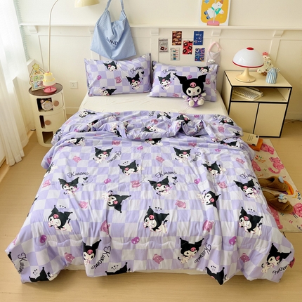 91家纺网 家纺一手货源 找家纺 昊川家纺 2025新款三丽鸥A类水洗双层纱夏被夏凉被空调被 可爱鬼库洛