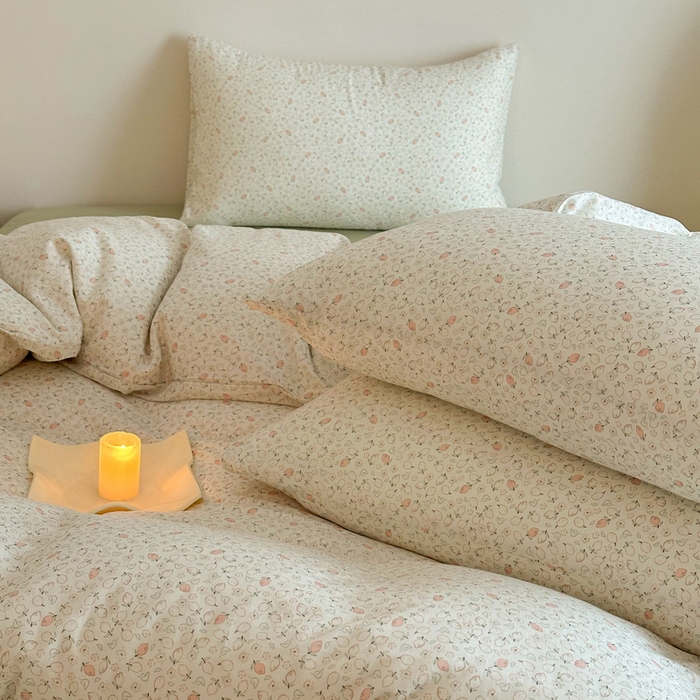 91家纺网 家纺一手货源 找家纺 塞纳 2026新款.全棉有氧双层纱四件套-场景一 柠语-绿